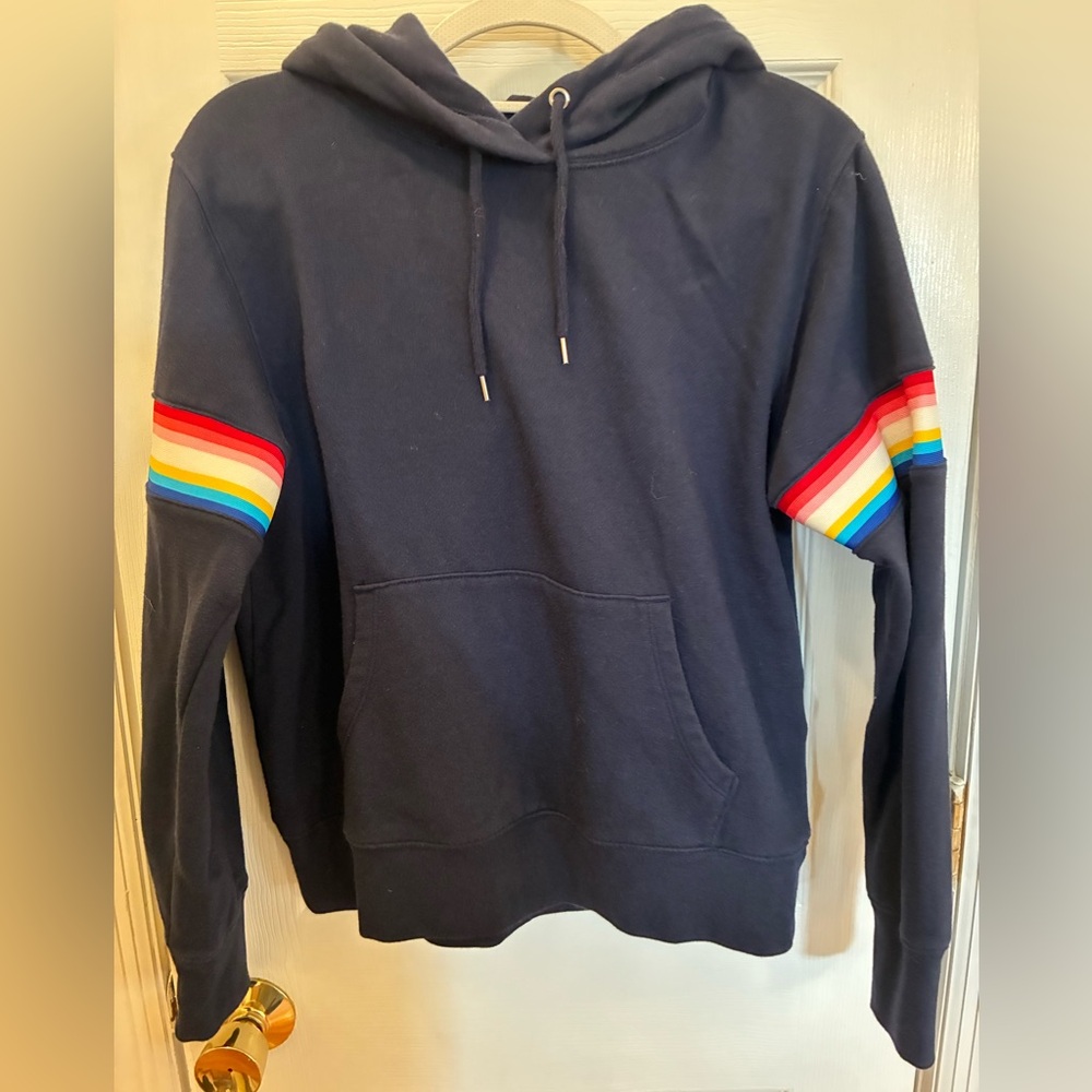 GAP Navy Hoodie with Rainbow Sleeve Accents